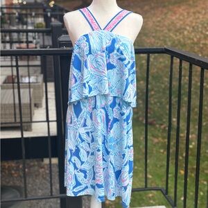 Lilly Pulitzer Bay Blue Into The Deep Engineered Shay Dress Size XL Resortwear